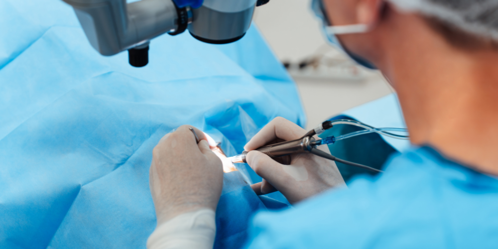 A surgeon performing cataract surgery.